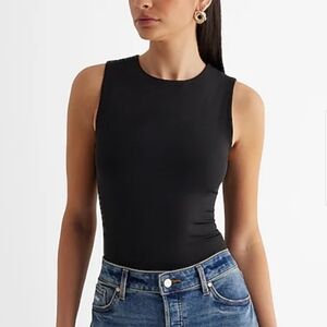 Express Body Contour High Compression High Neck Bodysuit Black Thong Bodysuit